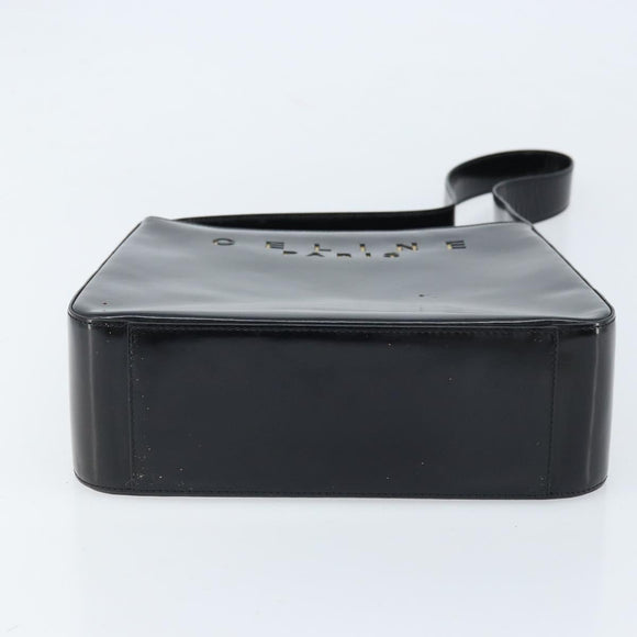 CELINE Shoulder Bag Leather Black Gold Auth LNZ211