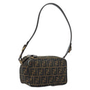 FENDI Zucca Canvas Shoulder Bag Brown Black Auth LNZ213-1