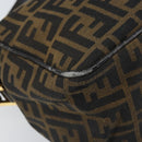 FENDI Zucca Canvas Shoulder Bag Brown Black Auth LNZ213-15