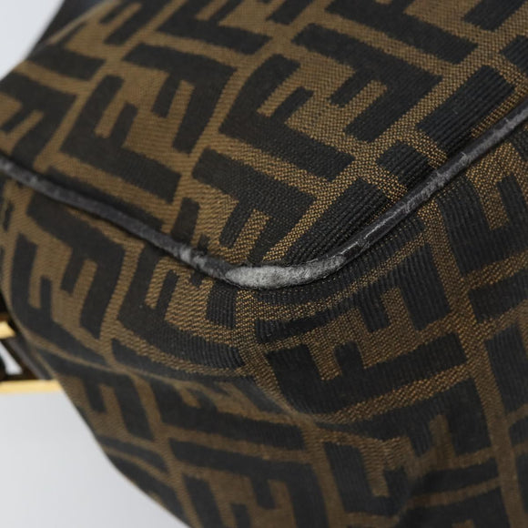 FENDI Zucca Canvas Shoulder Bag Brown Black Auth LNZ213