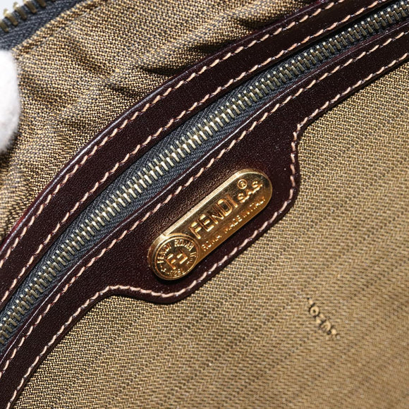 FENDI Zucca Canvas Shoulder Bag Brown Black Auth LNZ213