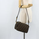 FENDI Zucca Canvas Shoulder Bag Brown Black Auth LNZ213-23