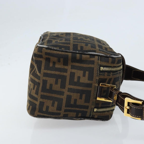 FENDI Zucca Canvas Shoulder Bag Brown Black Auth LNZ213