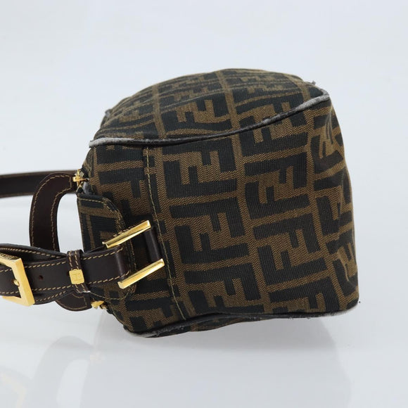 FENDI Zucca Canvas Shoulder Bag Brown Black Auth LNZ213