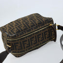 FENDI Zucca Canvas Shoulder Bag Brown Black Auth LNZ213-6
