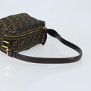 FENDI Zucca Canvas Shoulder Bag Brown Black Auth LNZ213-7