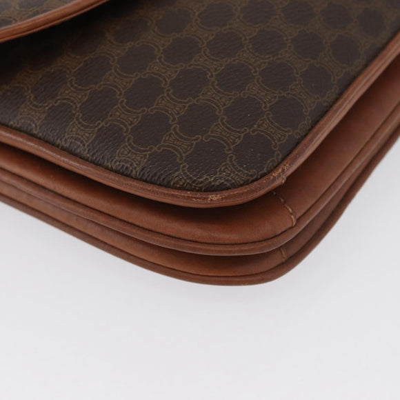 CELINE Macadam Canvas Umhängetasche PVC Leder Braun Gold Auth LNZ224