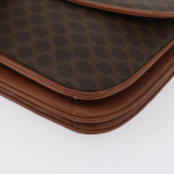 CELINE Macadam Canvas Umhängetasche PVC Leder Braun Gold Auth LNZ224
