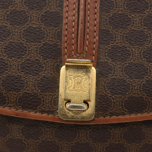 CELINE Macadam Canvas Umhängetasche PVC Leder Braun Gold Auth LNZ224