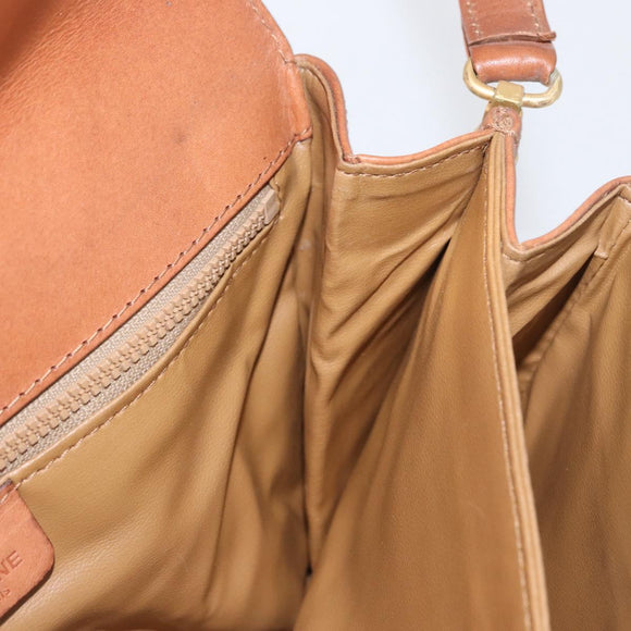 CELINE Macadam Canvas Umhängetasche PVC Leder Braun Gold Auth LNZ224