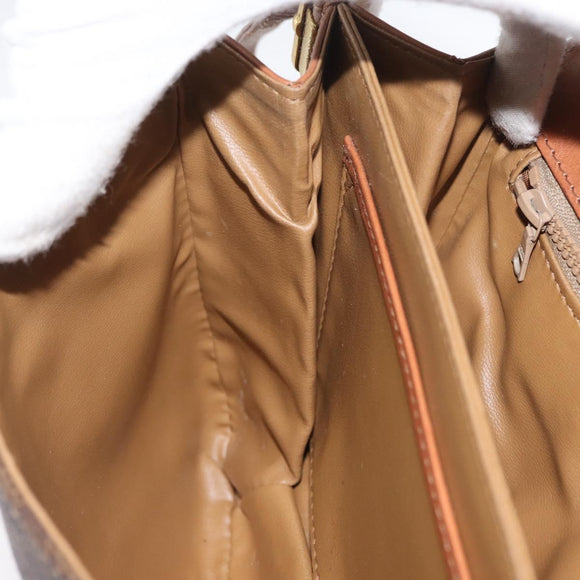 CELINE Macadam Canvas Umhängetasche PVC Leder Braun Gold Auth LNZ224