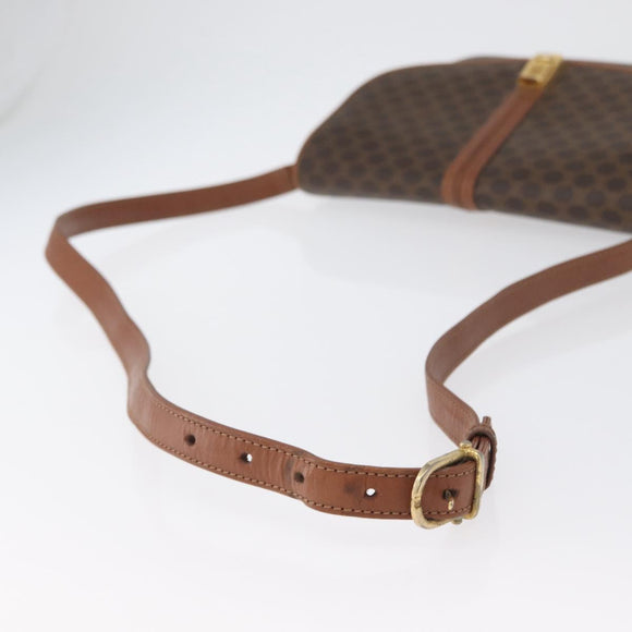 CELINE Macadam Canvas Umhängetasche PVC Leder Braun Gold Auth LNZ224