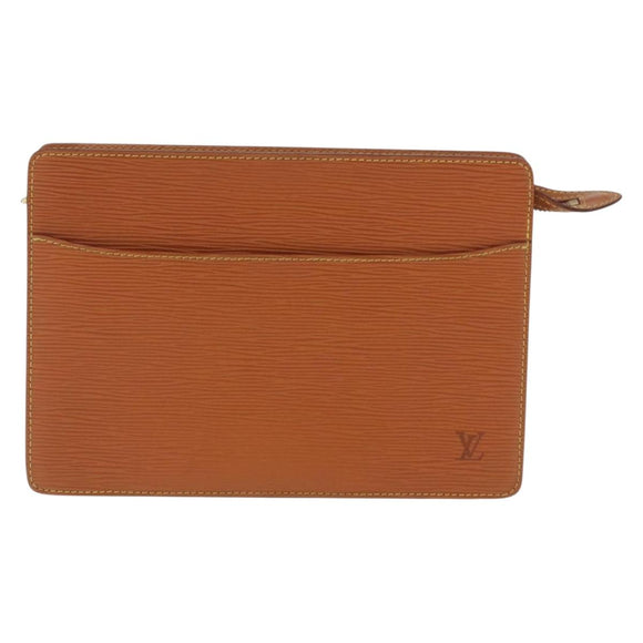 LOUIS VUITTON Epi Pochette Homme Bag Brown Zipangu Gold M52528 LV Auth LNZ226
