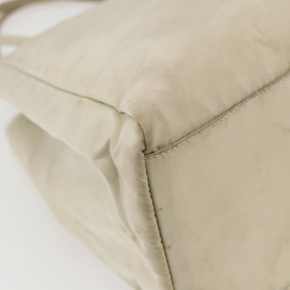 PRADA Hand Bag Nylon Ivory Silver Auth LNZ228