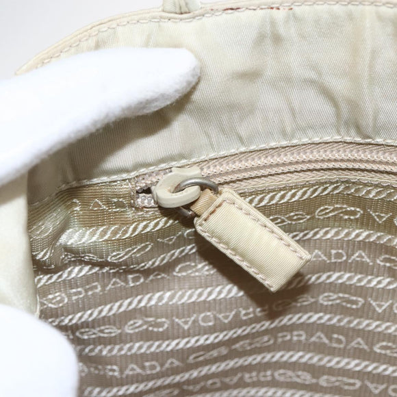 PRADA Hand Bag Nylon Ivory Silver Auth LNZ228