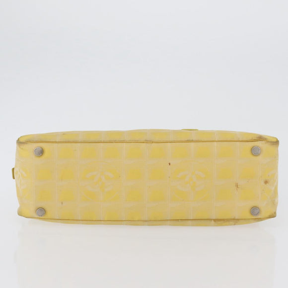CHANEL New Travel Line Hand Bag Nylon Yellow Silver CC Auth LNZ232