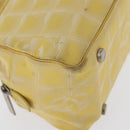 CHANEL New Travel Line Hand Bag Nylon Yellow Silver CC Auth LNZ232-11