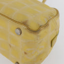CHANEL New Travel Line Hand Bag Nylon Yellow Silver CC Auth LNZ232-12