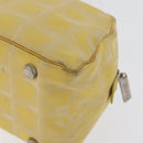 CHANEL New Travel Line Hand Bag Nylon Yellow Silver CC Auth LNZ232-14