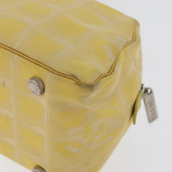 CHANEL New Travel Line Hand Bag Nylon Yellow Silver CC Auth LNZ232