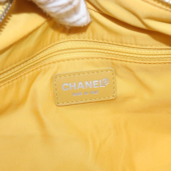 CHANEL New Travel Line Hand Bag Nylon Yellow Silver CC Auth LNZ232