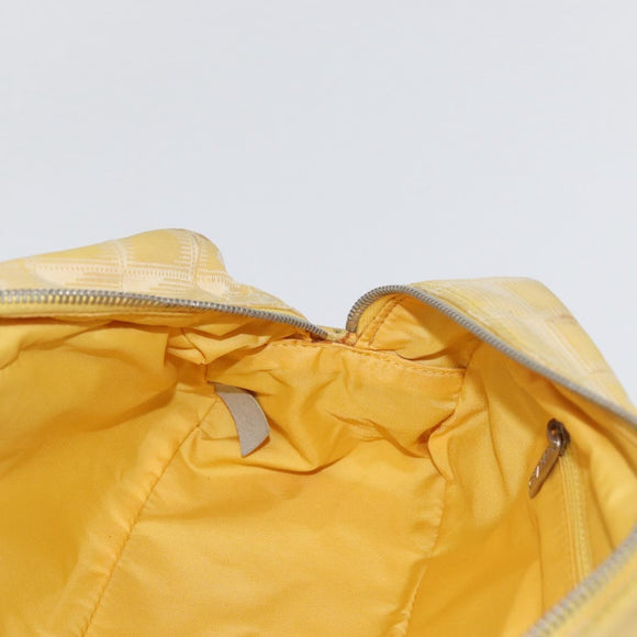 CHANEL New Travel Line Hand Bag Nylon Yellow Silver CC Auth LNZ232
