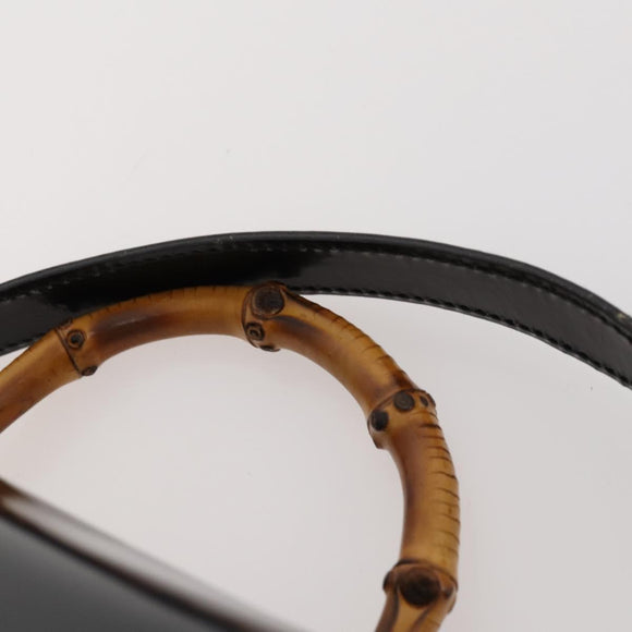 GUCCI Bamboo Backpack Patent leather Black Gold 003 2058 0030 Auth LNZ235