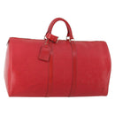 LOUIS VUITTON Epi Keepall 55 Boston Bag Red M42957 LV Auth LNZ240-1