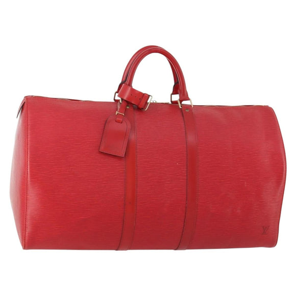 LOUIS VUITTON Epi Keepall 55 Boston Bag Red M42957 LV Auth LNZ240