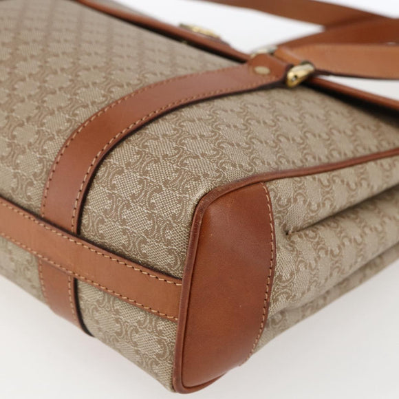 CELINE Macadam Canvas Hand Bag PVC Beige Gold Auth LNZ245