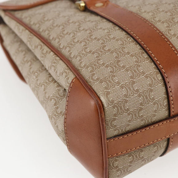 CELINE Macadam Canvas Hand Bag PVC Beige Gold Auth LNZ245
