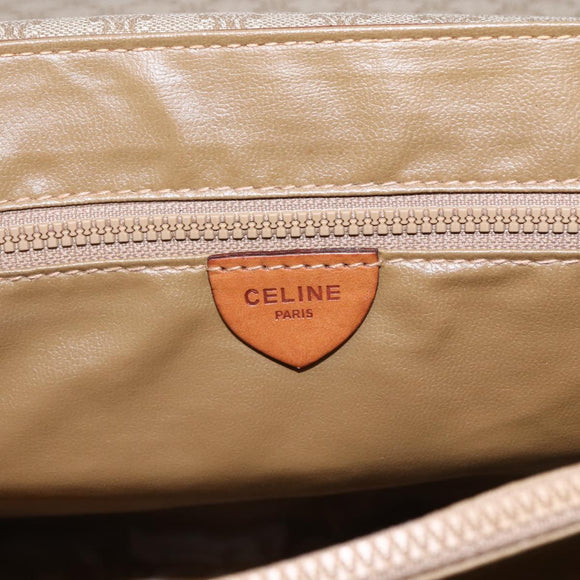 CELINE Macadam Canvas Hand Bag PVC Beige Gold Auth LNZ245