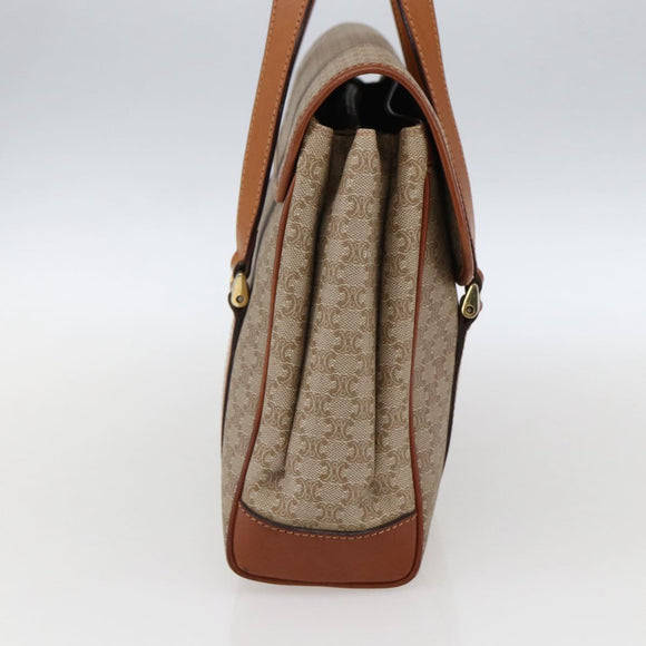 CELINE Macadam Canvas Hand Bag PVC Beige Gold Auth LNZ245