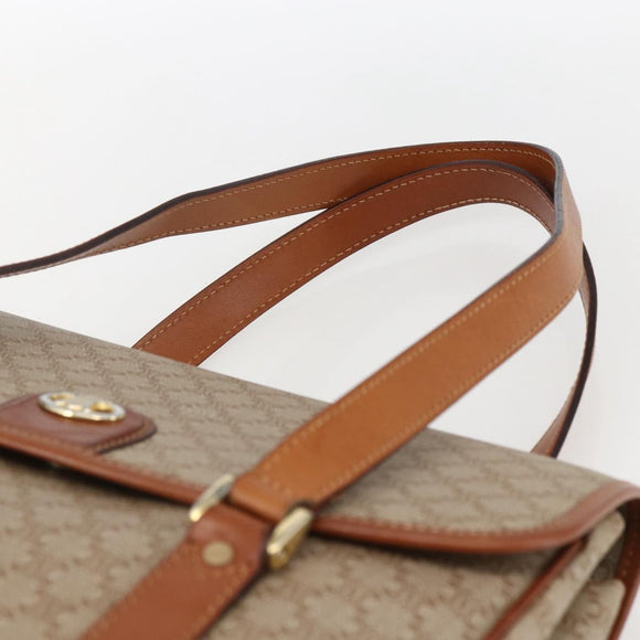 CELINE Macadam Canvas Hand Bag PVC Beige Gold Auth LNZ245