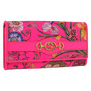 GUCCI Flora Continental Long Wallet Leather Pink Gold 536352 Auth LNZ249V-1