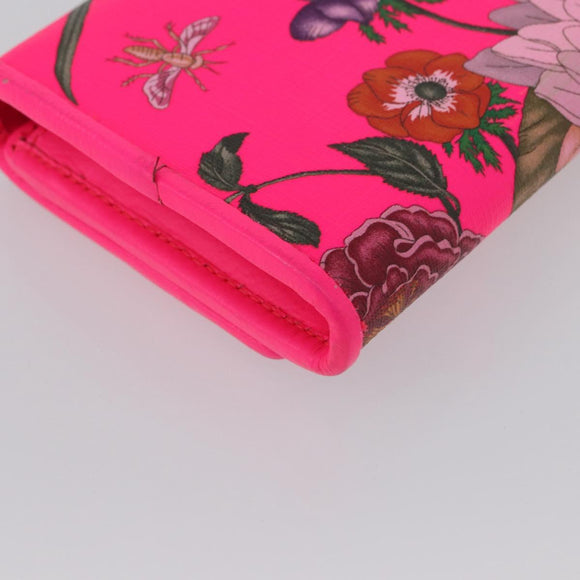 GUCCI Flora Continental Long Wallet Leather Pink Gold 536352 Auth LNZ249V