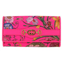 GUCCI Flora Continental Long Wallet Leather Pink Gold 536352 Auth LNZ249V-2