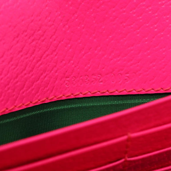 GUCCI Flora Continental Long Wallet Leather Pink Gold 536352 Auth LNZ249V