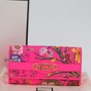 GUCCI Flora Continental Long Wallet Leather Pink Gold 536352 Auth LNZ249V-24