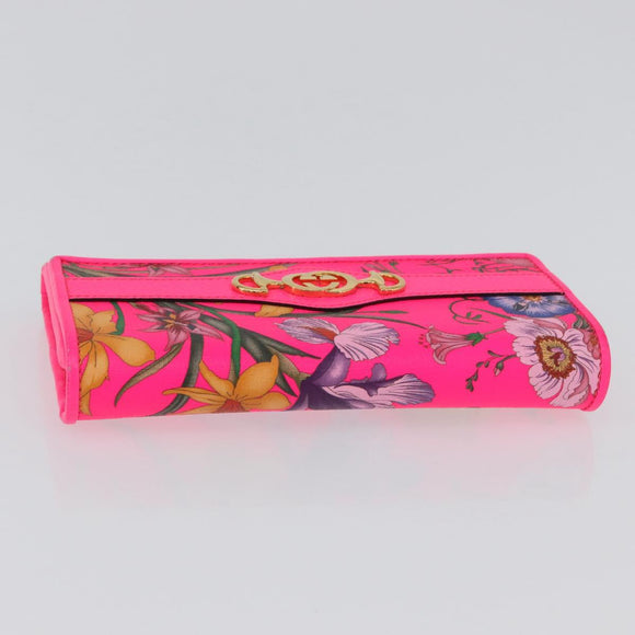 GUCCI Flora Continental Long Wallet Leather Pink Gold 536352 Auth LNZ249V