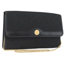 Christian Dior Trotter Canvas Chain Shoulder Bag Black Gold Auth LNZ250-1