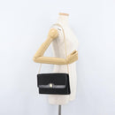 Christian Dior Trotter Canvas Chain Shoulder Bag Black Gold Auth LNZ250-20