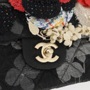 CHANEL Matelasse 25 Chain Shoulder Bag cotton Gold Black CC Auth LNZ255SM-19