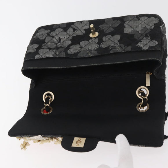 CHANEL Matelasse 25 Chain Shoulder Bag cotton Gold Black CC Auth LNZ255SM