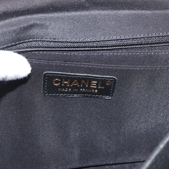 CHANEL Matelasse 25 Chain Shoulder Bag cotton Gold Black CC Auth LNZ255SM