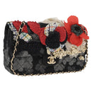 CHANEL Matelasse 25 Chain Shoulder Bag cotton Gold Black CC Auth LNZ255SM-1