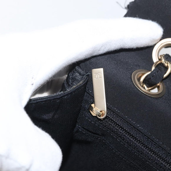 CHANEL Matelasse 25 Chain Shoulder Bag cotton Gold Black CC Auth LNZ255SM