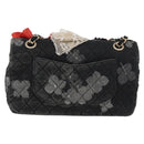CHANEL Matelasse 25 Chain Shoulder Bag cotton Gold Black CC Auth LNZ255SM-2