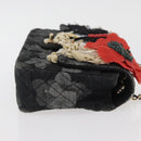 CHANEL Matelasse 25 Chain Shoulder Bag cotton Gold Black CC Auth LNZ255SM-3