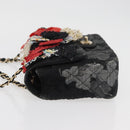 CHANEL Matelasse 25 Chain Shoulder Bag cotton Gold Black CC Auth LNZ255SM-4